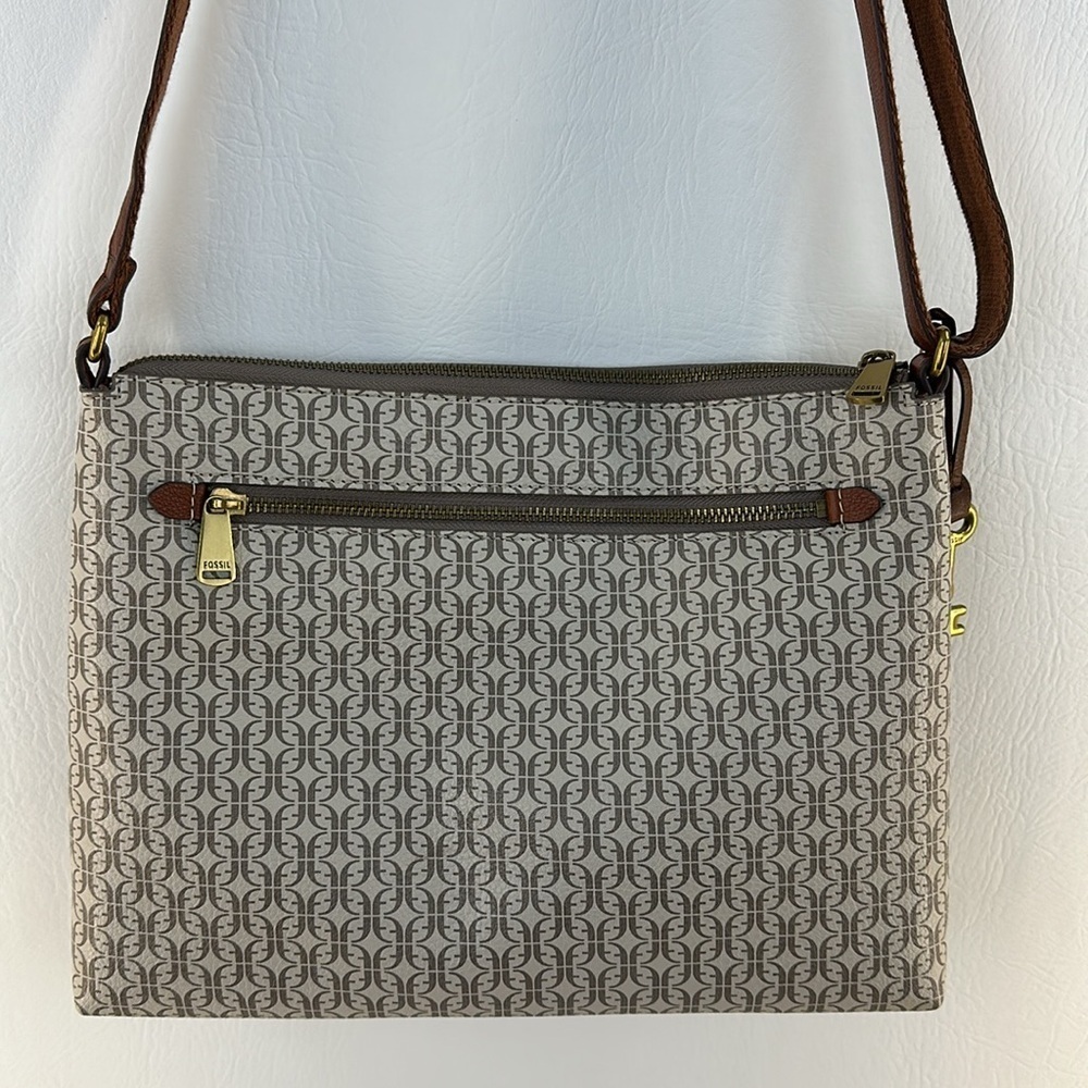 Fossil Two Tone Printed Design Leather Crossbody Bag - Picture 6 of 10